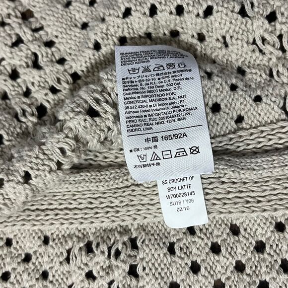 Old Navy Crochet Open-Front Sleeveless Tan Cotton Cardigan Women's Size Medium - Picture 5 of 6
